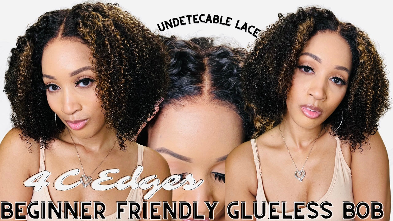 4C Edges Highlight Afro Curls Glueless 5x5 Closure Undetectable HD Lace Wig