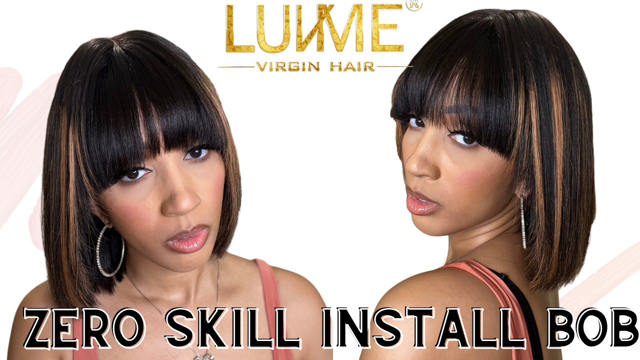 Put On &amp; Go Brown Highlight Layered Cut Yaki Straight Bob Wig