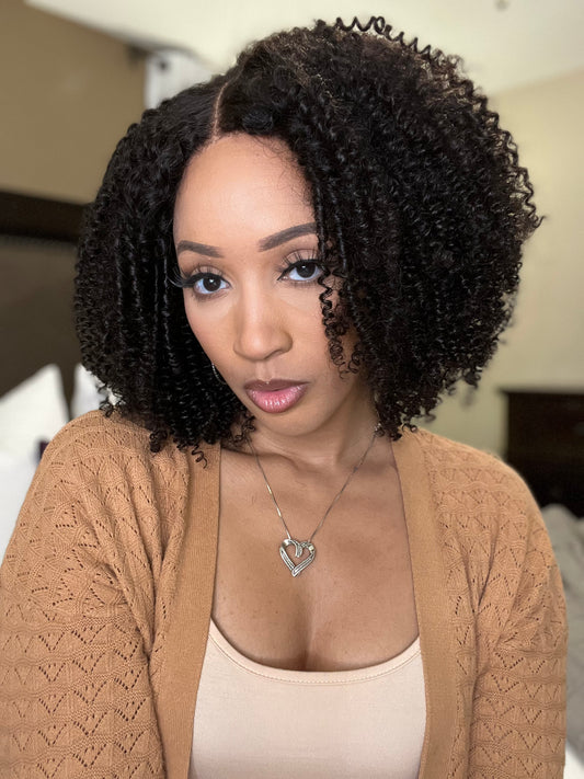 Gorgeous Natural Coily Curly Glueless 5x5 Closure HD Transparent Lace Wig