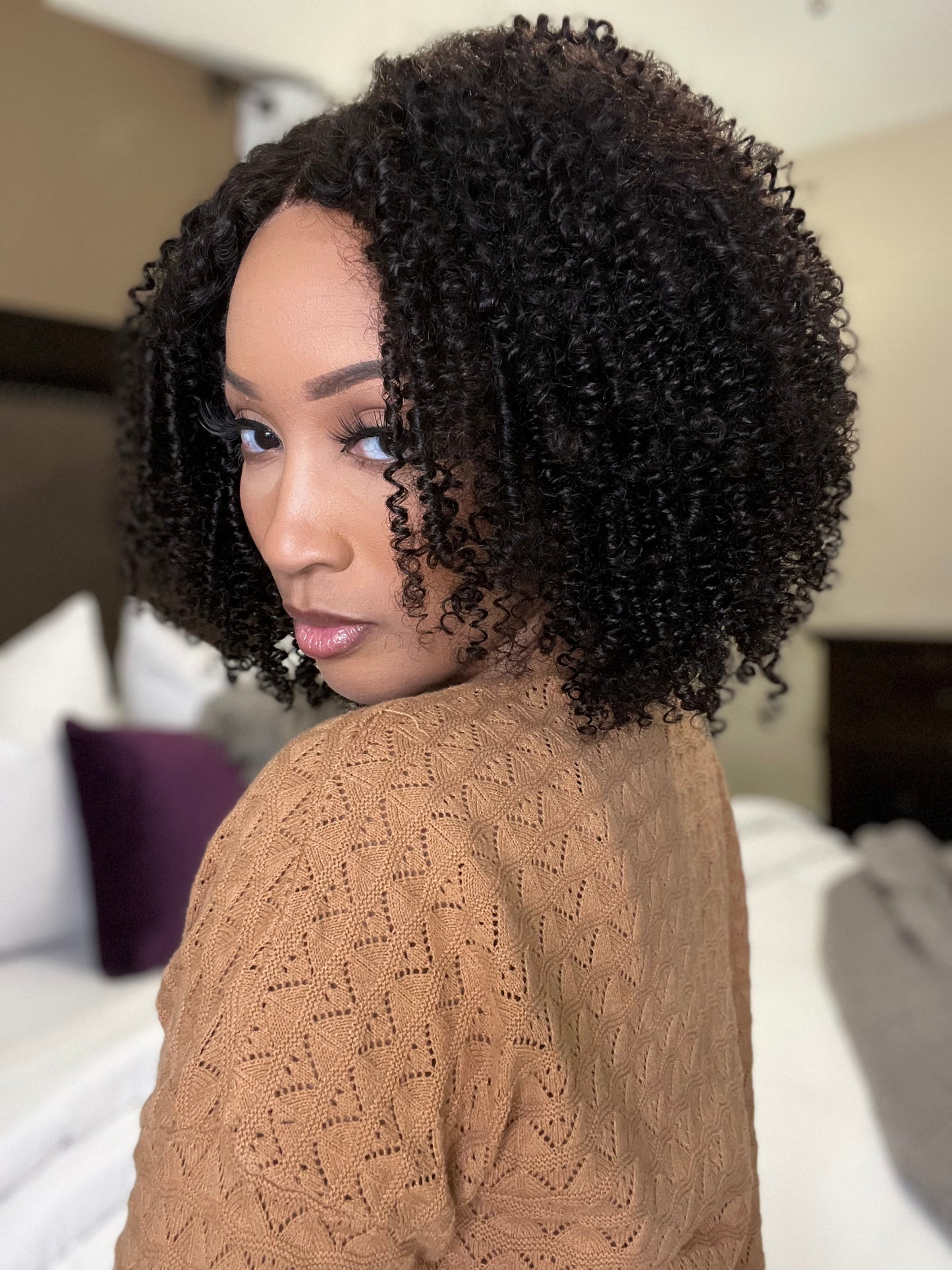 Gorgeous Natural Coily Curly Glueless 5x5 Closure HD Transparent Lace Wig